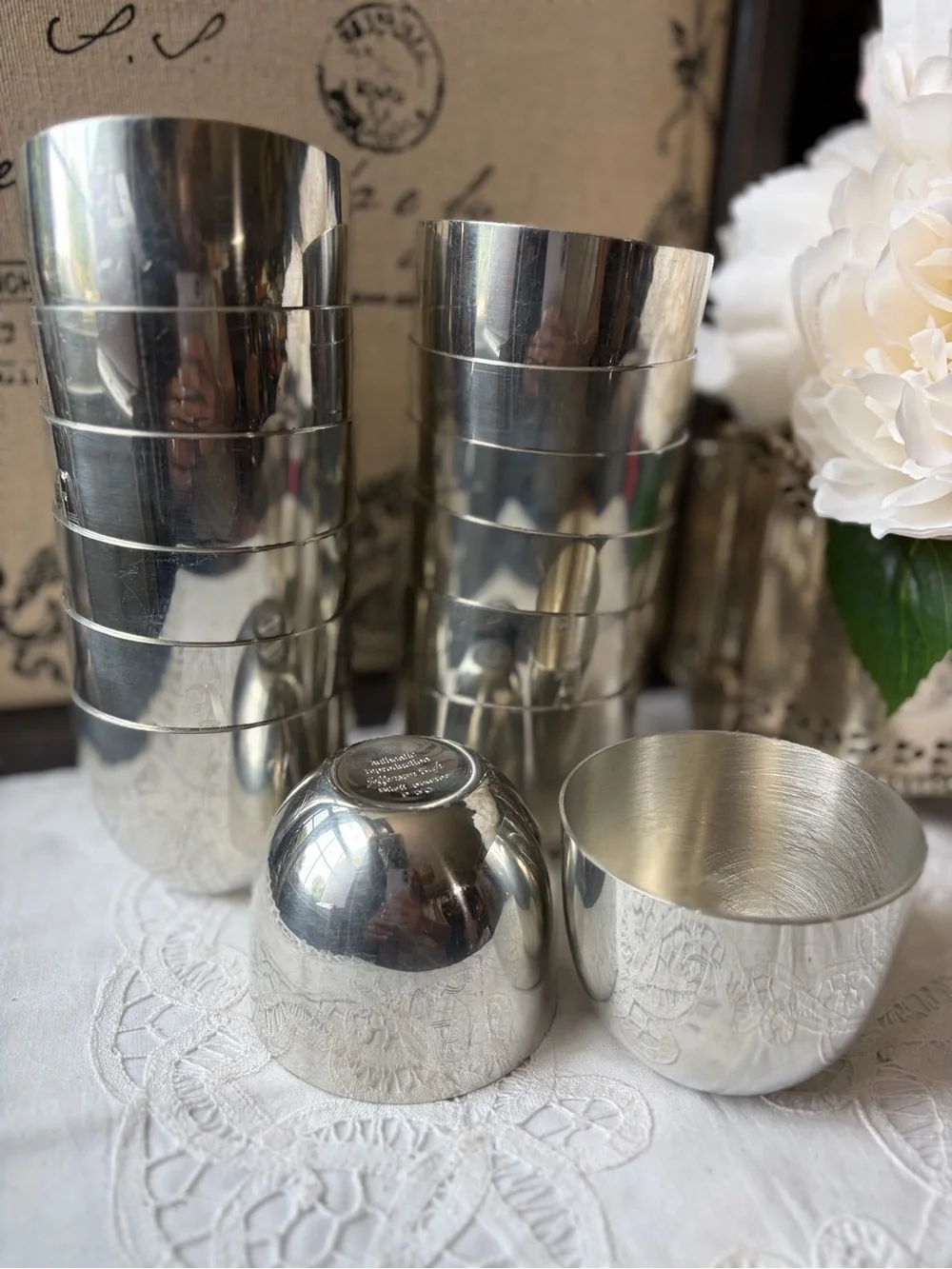 Stieff Jefferson cup mint julep silver pewter P50